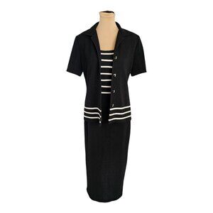 Joseph Ribkoff Vintage Black and White Dress Cardigan Set Sz 4